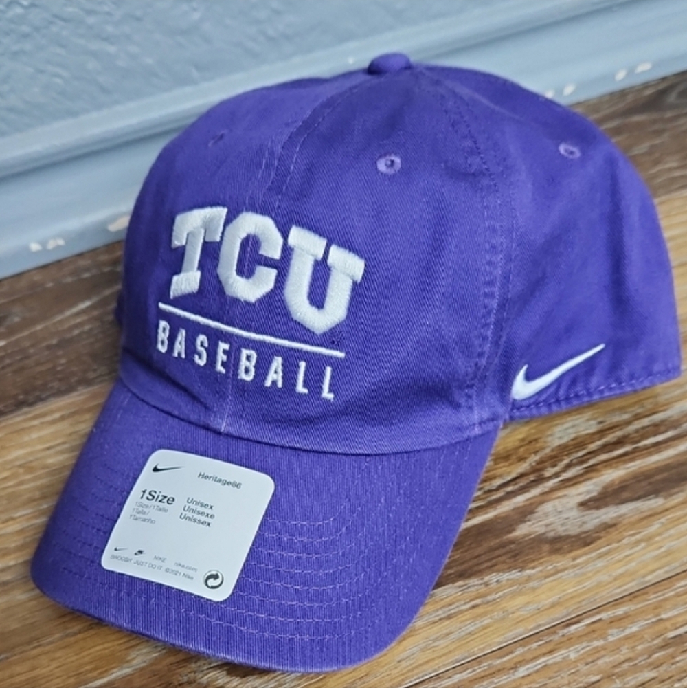 NWT Nike TCU Baseball Heritage 86 Hat Cap Purple White